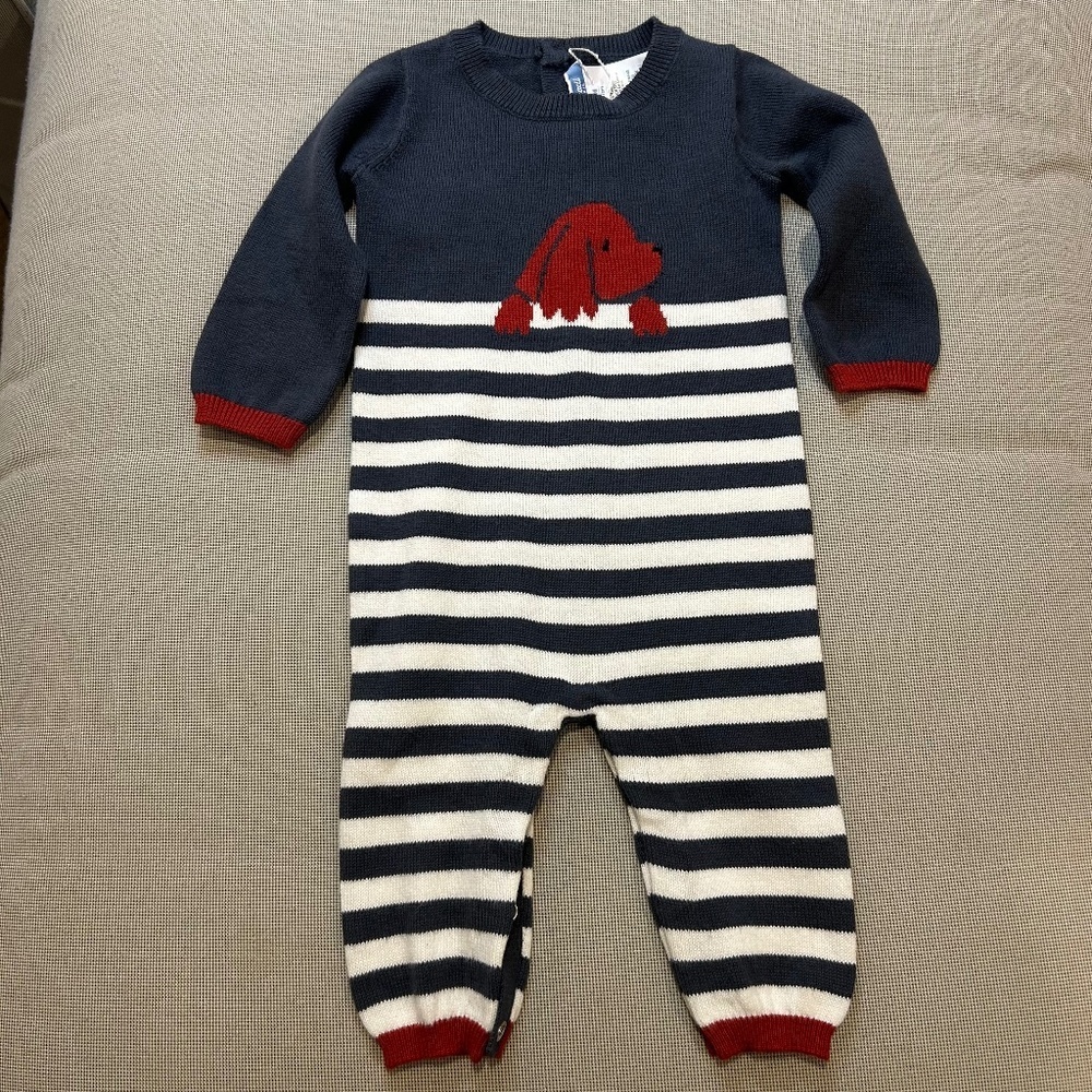 NWT Jacadi Paris Cashmere Blend Striped Knit Jumpsuit Infant Size 6 Months